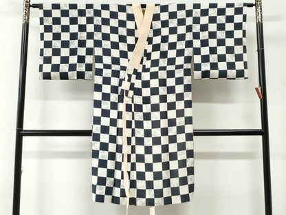 平和屋着物●長襦袢　無双仕立て　市松流水舞桜文　正絹　逸品　CABE2401yc