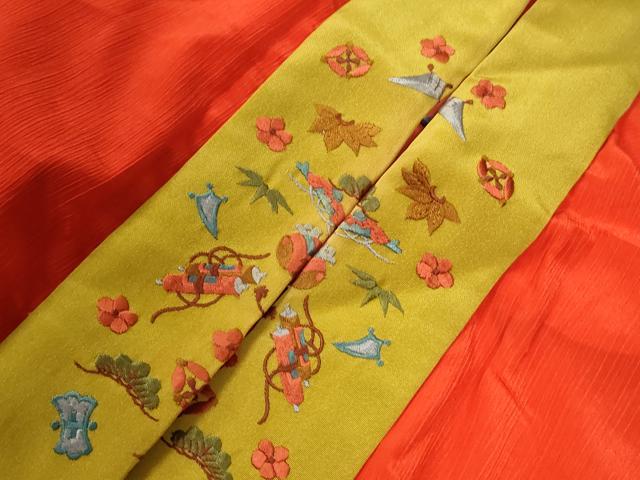 平和屋着物●長襦袢　無双仕立て　瓢箪　半衿刺繍　正絹　逸品　CABE2403yc