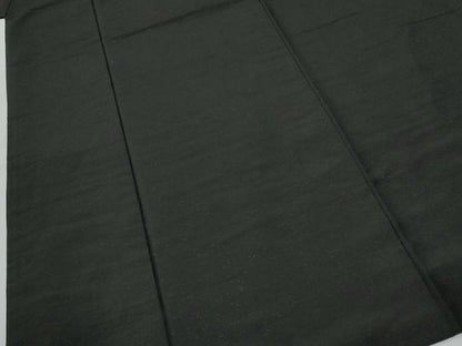 平和屋着物●男性　紬　アンサンブル　霞文　黒地　羽裏：唐獅子　正絹　逸品　CABE2404yc