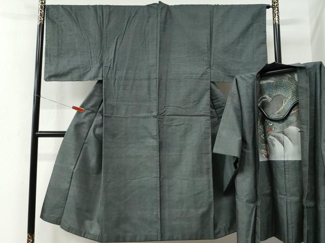 平和屋着物●男性　本場大島紬　アンサンブル　100亀甲　総詰め　羽裏：龍　正絹　逸品　CABE2405yc
