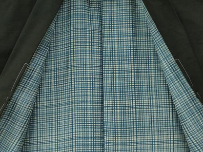 平和屋着物●男性　紬　アンサンブル　色無地　憲法黒茶色　正絹　逸品　未使用　CABE2407yc