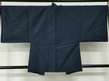 平和屋着物●男性　紬　アンサンブル　色無地　留紺色　正絹　逸品　CABE2410yc