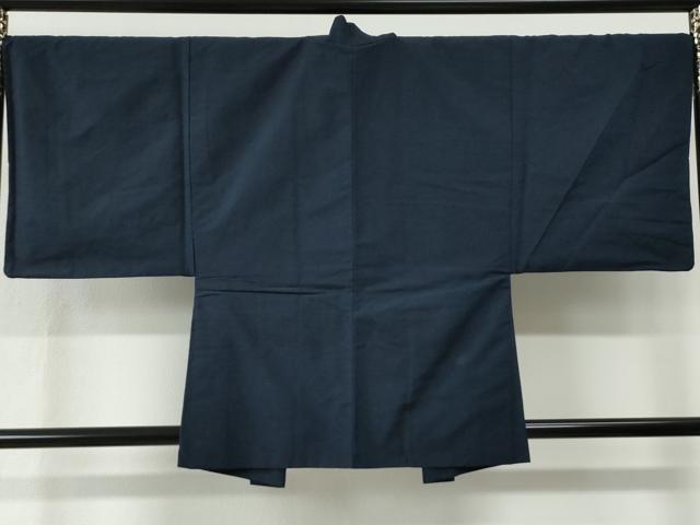 平和屋着物●男性　紬　アンサンブル　色無地　留紺色　正絹　逸品　CABE2410yc