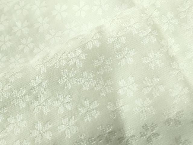 平和屋着物●長襦袢　無双仕立て　舞桜地紋　女郎花色　正絹　逸品　未使用　CABE2411yc