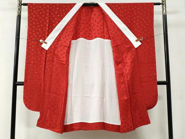 平和屋着物●振袖用長襦袢　無双仕立て　舞花地紋　緋色　正絹　逸品　CABE2412yc