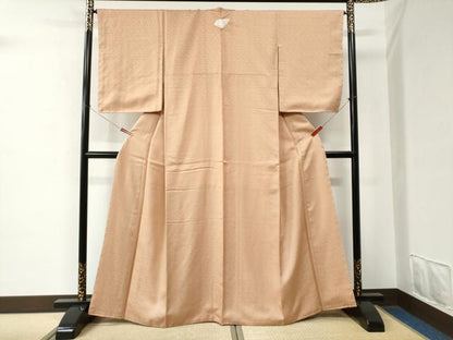 平和屋着物●上質な色無地　南天唐草地紋　洒落柿色　正絹　逸品　未使用　CABE2413yc