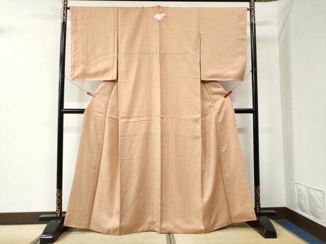 平和屋着物●上質な色無地　南天唐草地紋　洒落柿色　正絹　逸品　未使用　CABE2413yc
