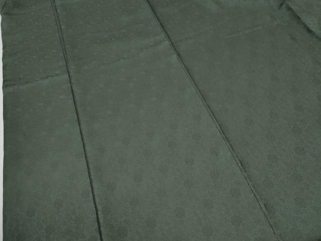 平和屋着物●創業280年　誉田屋源兵衛　色無地　更紗花唐草地紋　老竹色　小大丸　鈴乃屋扱い　正絹　逸品　CABE2414yc