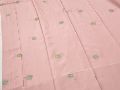 平和屋着物●長襦袢　無双仕立て　糸巻き花文　半衿刺繍　正絹　逸品　未使用　CABE2416yc