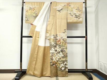 平和屋着物●訪問着　駒刺繍　遠山霞枝桜松文　金彩　正絹　逸品　CABE2425yc