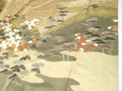平和屋着物●訪問着　駒刺繍　遠山霞枝桜松文　金彩　正絹　逸品　CABE2425yc