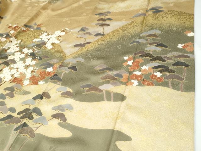 平和屋着物●訪問着　駒刺繍　遠山霞枝桜松文　金彩　正絹　逸品　CABE2425yc
