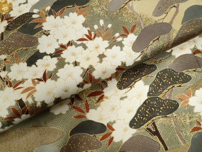 平和屋着物●訪問着　駒刺繍　遠山霞枝桜松文　金彩　正絹　逸品　CABE2425yc