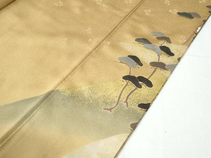 平和屋着物●訪問着　駒刺繍　遠山霞枝桜松文　金彩　正絹　逸品　CABE2425yc