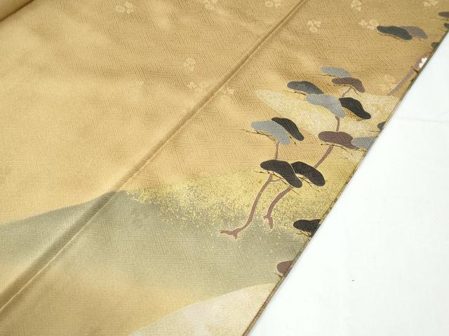 平和屋着物●訪問着　駒刺繍　遠山霞枝桜松文　金彩　正絹　逸品　CABE2425yc