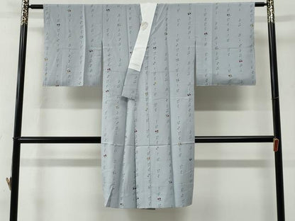 平和屋着物●長襦袢　無双仕立て　音符　さくらんぼ　半衿刺繍　正絹　逸品　CABE2431yc