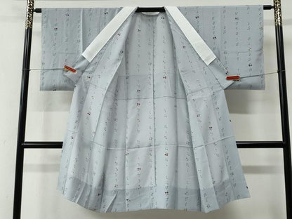 平和屋着物●長襦袢　無双仕立て　音符　さくらんぼ　半衿刺繍　正絹　逸品　CABE2431yc