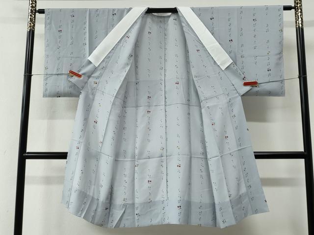 平和屋着物●長襦袢　無双仕立て　音符　さくらんぼ　半衿刺繍　正絹　逸品　CABE2431yc