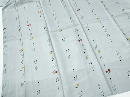 平和屋着物●長襦袢　無双仕立て　音符　さくらんぼ　半衿刺繍　正絹　逸品　CABE2431yc