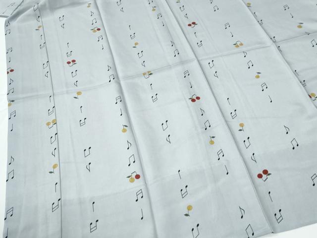 平和屋着物●長襦袢　無双仕立て　音符　さくらんぼ　半衿刺繍　正絹　逸品　CABE2431yc