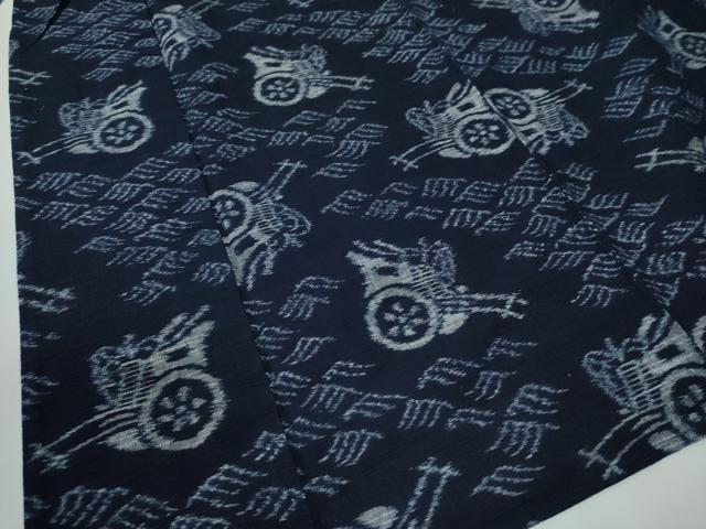 平和屋着物●久留米絣　単衣　立波御所車　綿　逸品　CABE2432yc