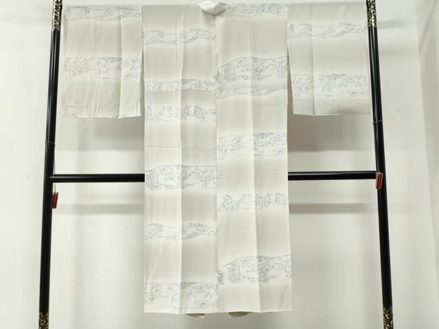 平和屋着物●長襦袢　単衣　鳥獣戯画　暈し染め　正絹　逸品　CABE2435yc