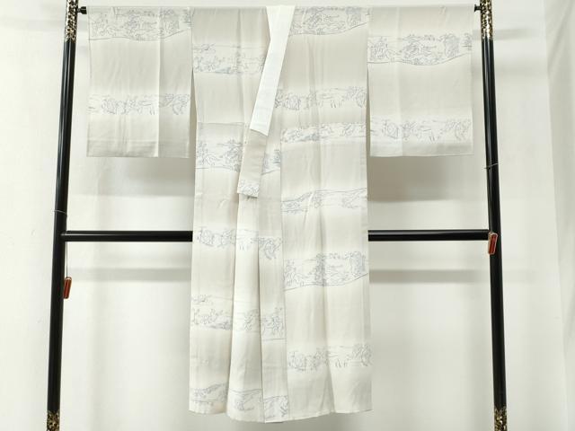 平和屋着物●長襦袢　単衣　鳥獣戯画　暈し染め　正絹　逸品　CABE2435yc