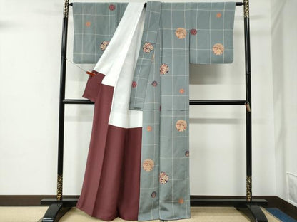 平和屋着物●上質な小紋　毬吉祥花文　鬼しぼ縮緬　正絹　逸品　未使用　CABE2440yc