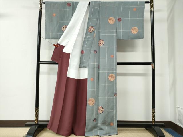 平和屋着物●上質な小紋　毬吉祥花文　鬼しぼ縮緬　正絹　逸品　未使用　CABE2440yc