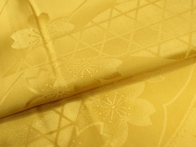平和屋着物●長襦袢　袷　雪輪網目舞桜地紋　櫨染色　半衿刺繍　正絹　逸品　CABE2448yc