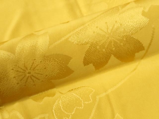 平和屋着物●長襦袢　袷　雪輪網目舞桜地紋　櫨染色　半衿刺繍　正絹　逸品　CABE2448yc