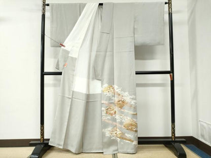 平和屋着物●豪華色留袖　駒刺繍　鬘帯扇面貝桶吉祥花文　金彩　正絹　逸品　CABE2455yc