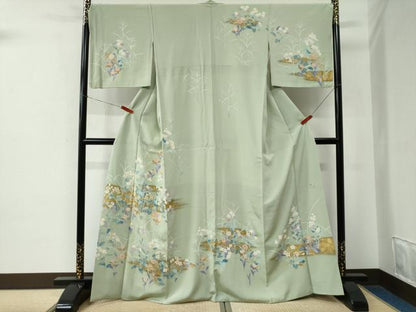 平和屋着物●訪問着　駒刺繍　草花文　金彩　西武百貨店扱い　正絹　逸品　CABE2457yc