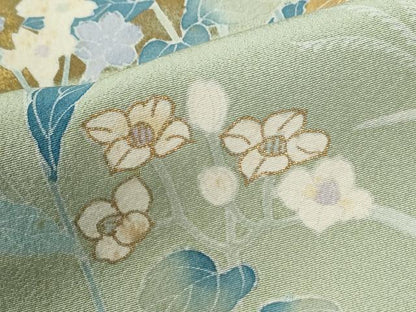 平和屋着物●訪問着　駒刺繍　草花文　金彩　西武百貨店扱い　正絹　逸品　CABE2457yc
