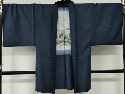 平和屋着物●男性　紬　アンサンブル　100亀甲　総詰め　キングサイズ　正絹　逸品　CABE2462yc