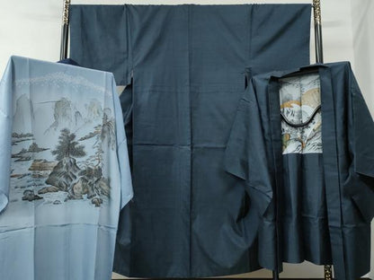 平和屋着物●男性　本場大島紬　アンサンブル・長襦袢セット　100亀甲　総詰め　正絹　逸品　CABE2463yc
