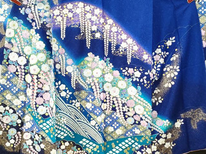 平和屋着物●豪華振袖・長襦袢セット　辻が花　絞り　銀通し地　京都きもの友禅扱い　正絹　逸品　CABE2482yc