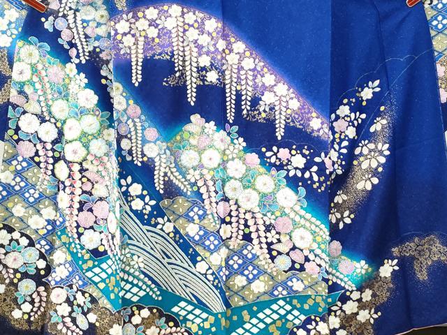 平和屋着物●豪華振袖・長襦袢セット　辻が花　絞り　銀通し地　京都きもの友禅扱い　正絹　逸品　CABE2482yc