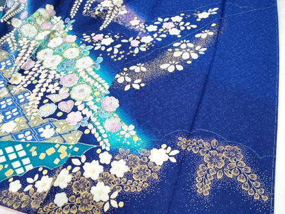 平和屋着物●豪華振袖・長襦袢セット　辻が花　絞り　銀通し地　京都きもの友禅扱い　正絹　逸品　CABE2482yc