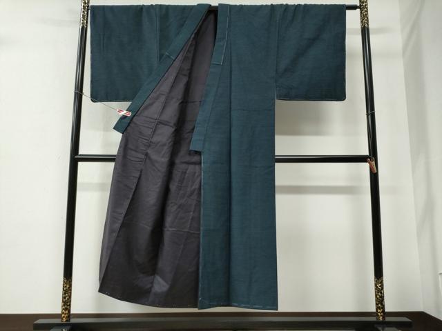 平和屋着物○男性 紬 アンサンブル 100亀甲 総詰め 正絹 逸品 未使用