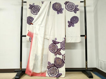 平和屋着物●豪華振袖　駒刺繍　絞り　菊　正絹　逸品　CABE2487yc