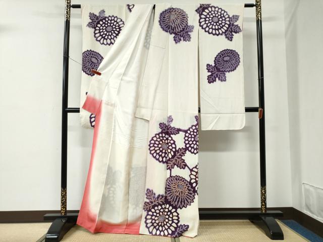 平和屋着物●豪華振袖　駒刺繍　絞り　菊　正絹　逸品　CABE2487yc