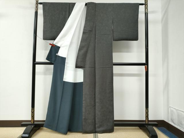 平和屋着物●江戸小紋　角通し　黒地　正絹　逸品　CABE2491yc
