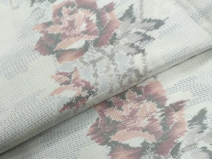 平和屋着物●本場大島紬　白大島　総絣　薔薇　正絹　逸品　未使用　CABE2492yc