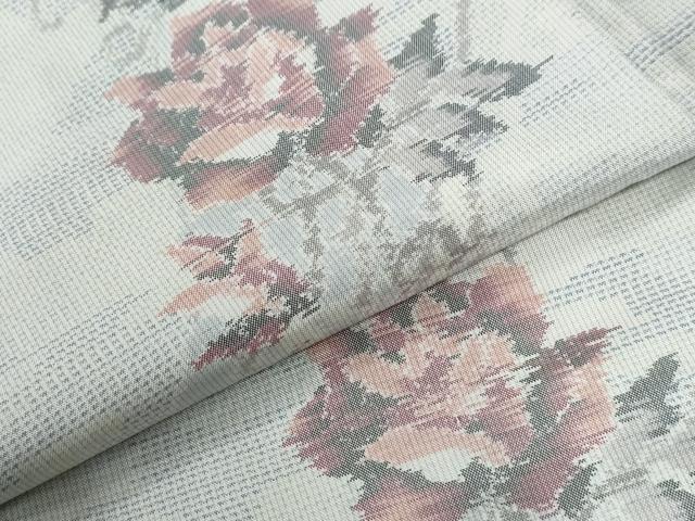 平和屋着物●本場大島紬　白大島　総絣　薔薇　正絹　逸品　未使用　CABE2492yc