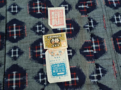平和屋着物●久留米絣　単衣　亀甲吉祥文　坂田定作　証紙付き　綿　逸品　CABE2496yc