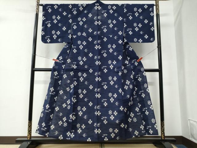 平和屋着物●久留米絣　単衣　琉球絣文様　綿　逸品　CABE2497yc