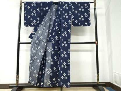 平和屋着物●久留米絣　単衣　琉球絣文様　綿　逸品　CABE2497yc