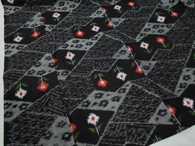 平和屋着物●久留米絣　単衣　吉祥草花文　綿　逸品　CABE2500yc