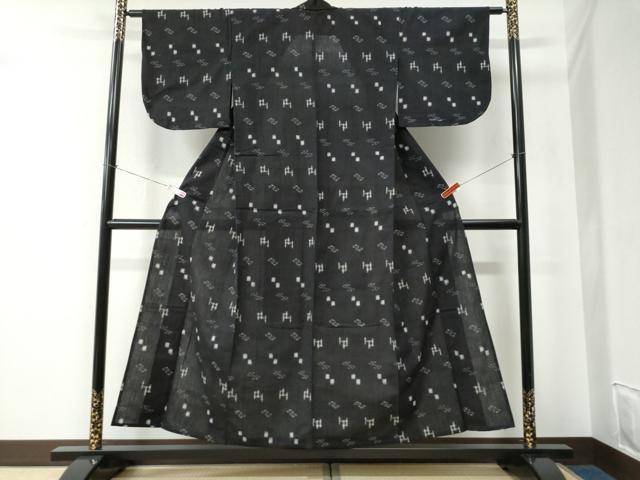 平和屋着物●久留米絣　単衣　絣文様　綿　逸品　CABE2508yc